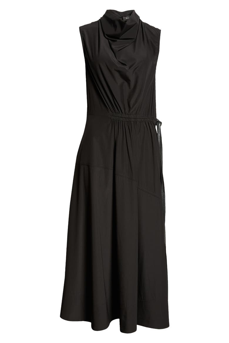 Sabrina Asymmetric Ruched Silk Blend Dress, Alternate, color, BLACK