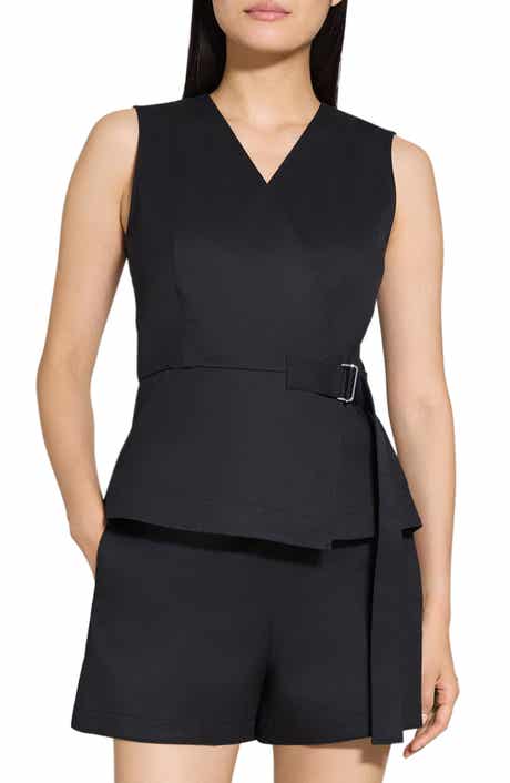 Sleeveless Stretch Cotton Wrap Top