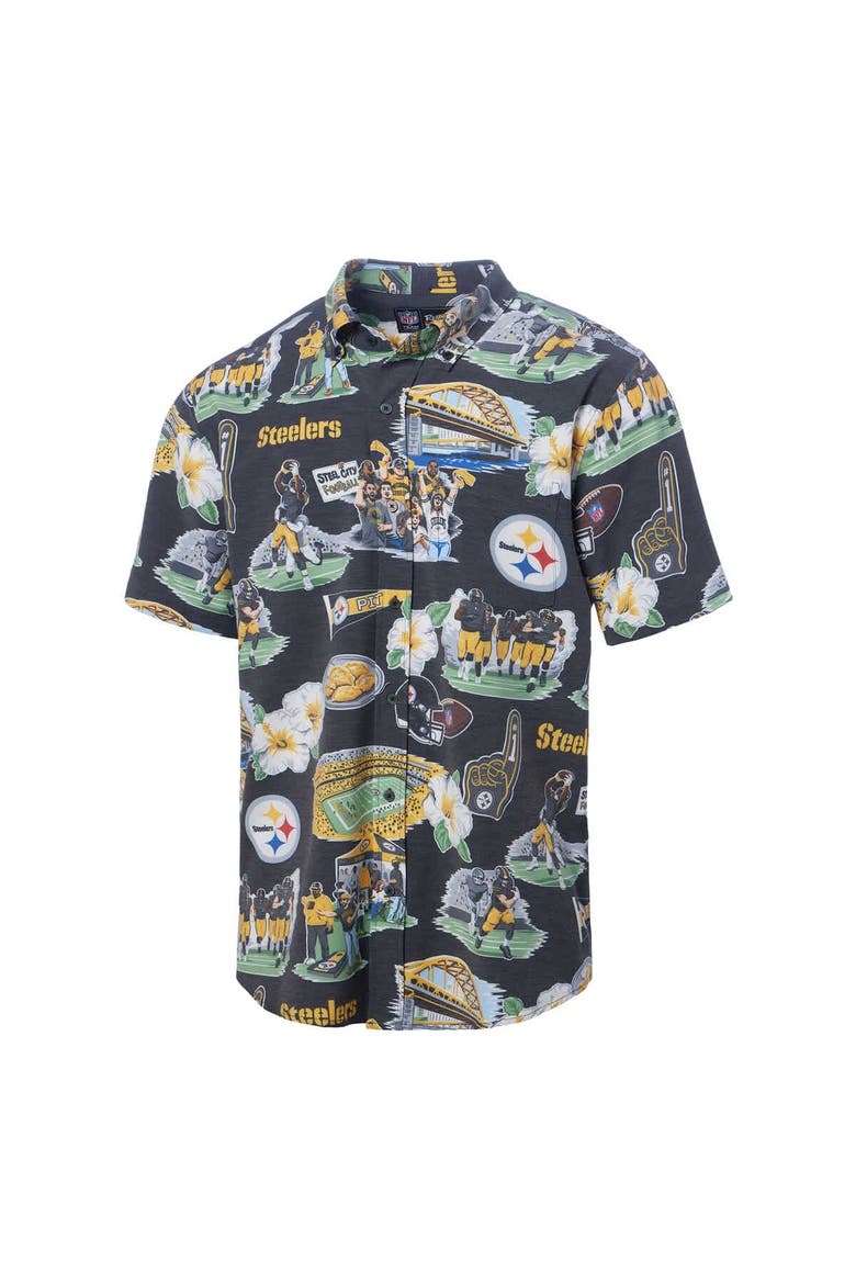 Men's Reyn Spooner Black Pittsburgh Steelers Scenic Button-Down Shirt, Alternate, color, Black