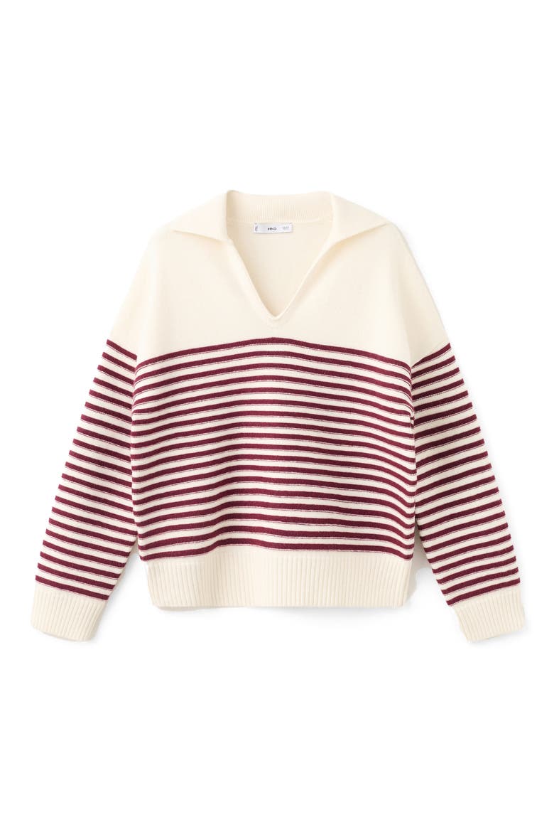 Alicante Stripe Johnny Collar Sweater, Alternate, color, ECRU