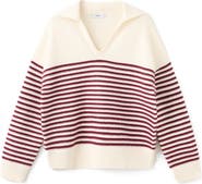 MANGO Alicante Stripe Johnny Collar Sweater