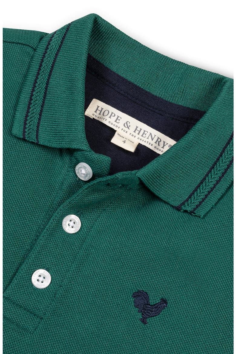 Kids' Organic Short Sleeve Knit Pique Polo Shirt, Alternate, color, Green