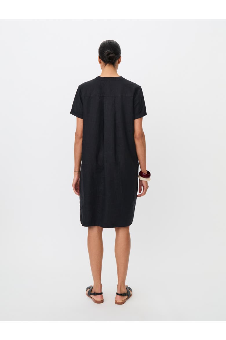 Manareela Linen V-Neck Tunic Dress, Alternate, color, Black