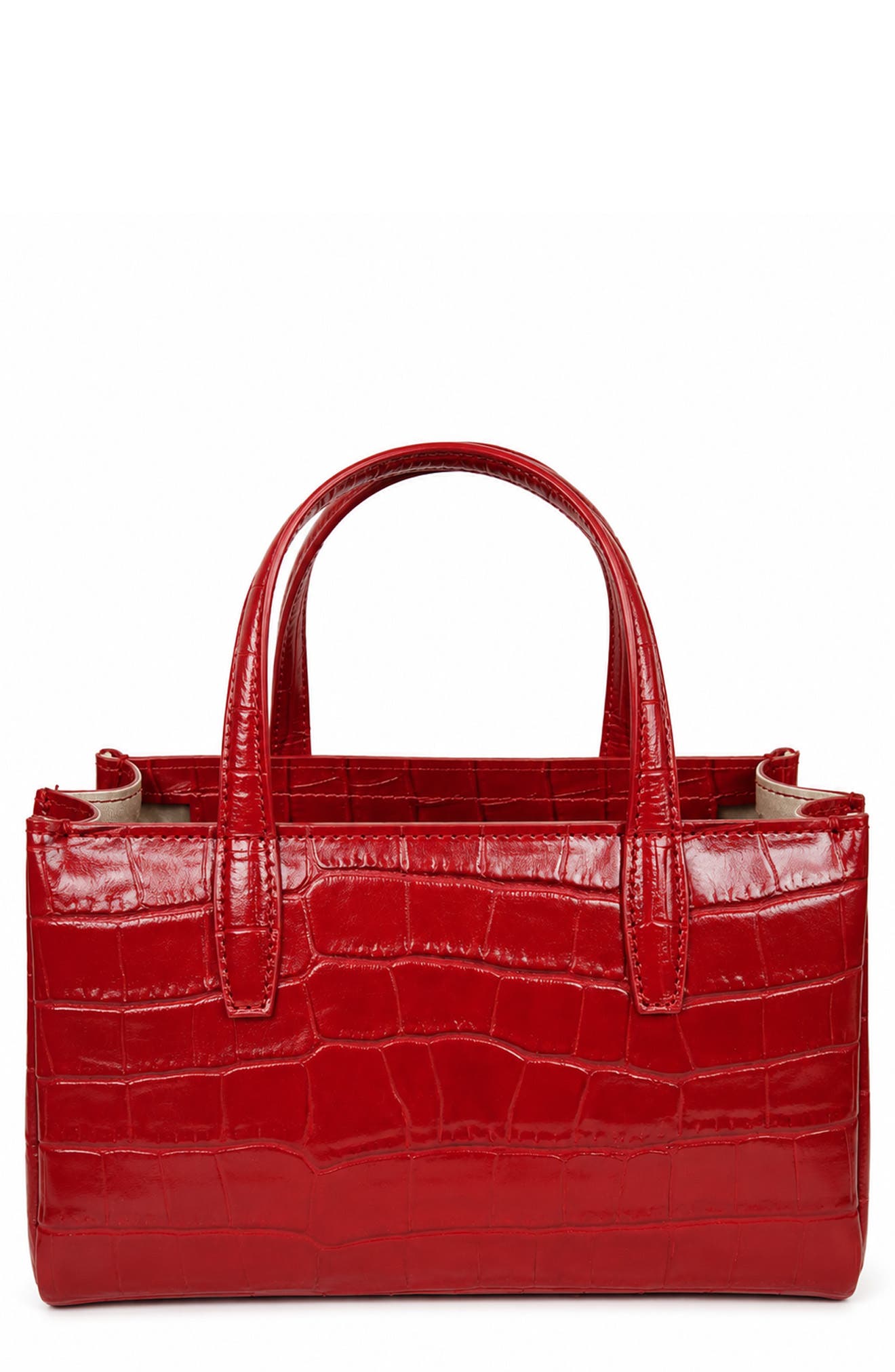 Violetta Croc Embossed Leather Shoulder Bag, Main, color, BURGUNDY