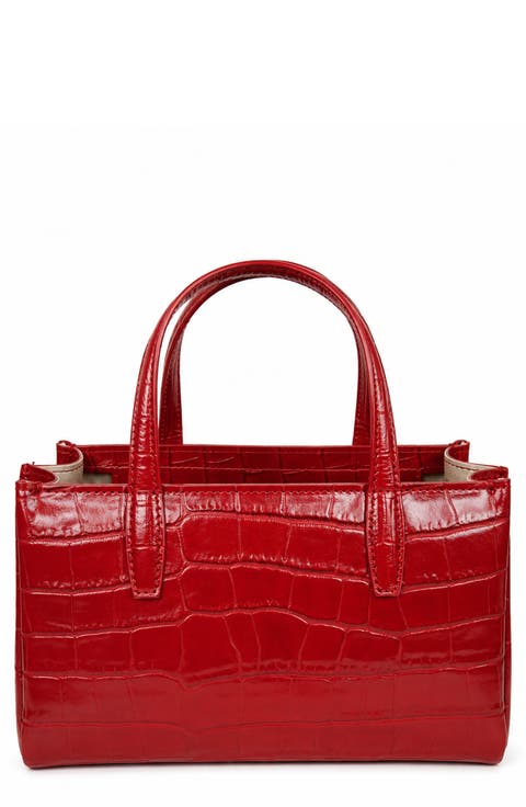 Violetta Croc Embossed Leather Shoulder Bag