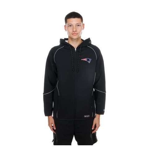 Men's New Era Black New England Patriots Combine Authentic Raglan Full-Zip Hoodie