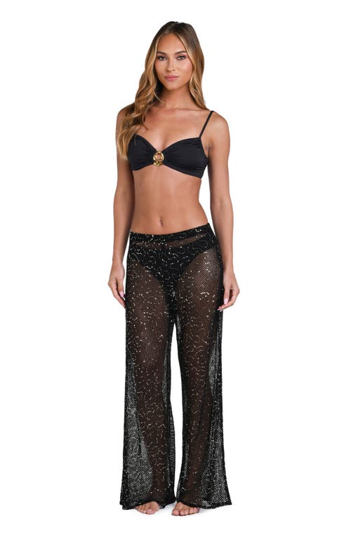 Sunshine 79 Shine Open Stitch Cover-up Pants In Black