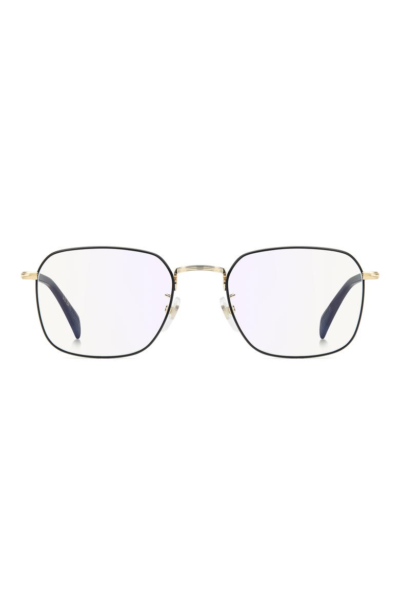 52mm Square Optical Glasses, Main, color, GOLD BLACK/ BLUE