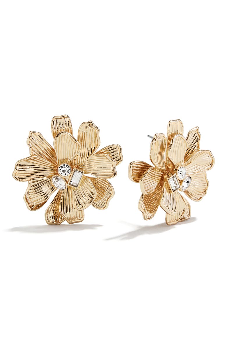 Zahra Flower Earrings, Main, color, GOLD/ WHITE