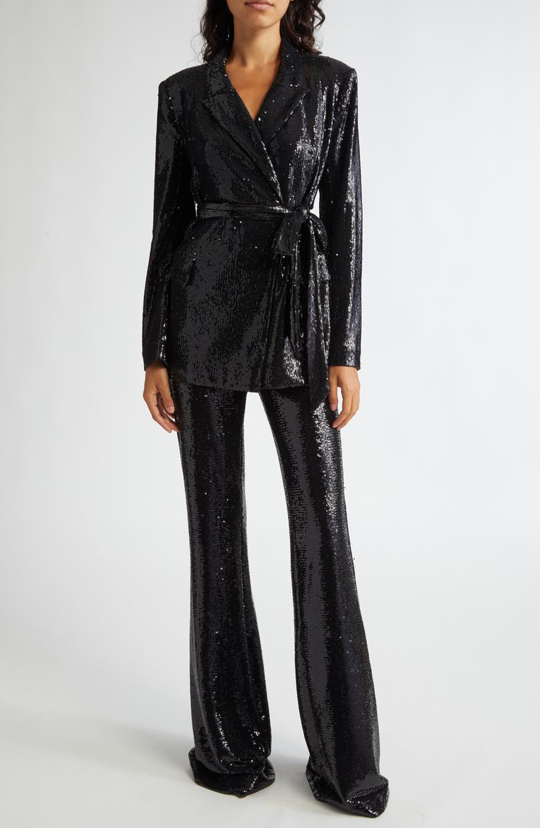 L'AGENCE Honor Sequin Flare Leg Pants, Alternate, color, 