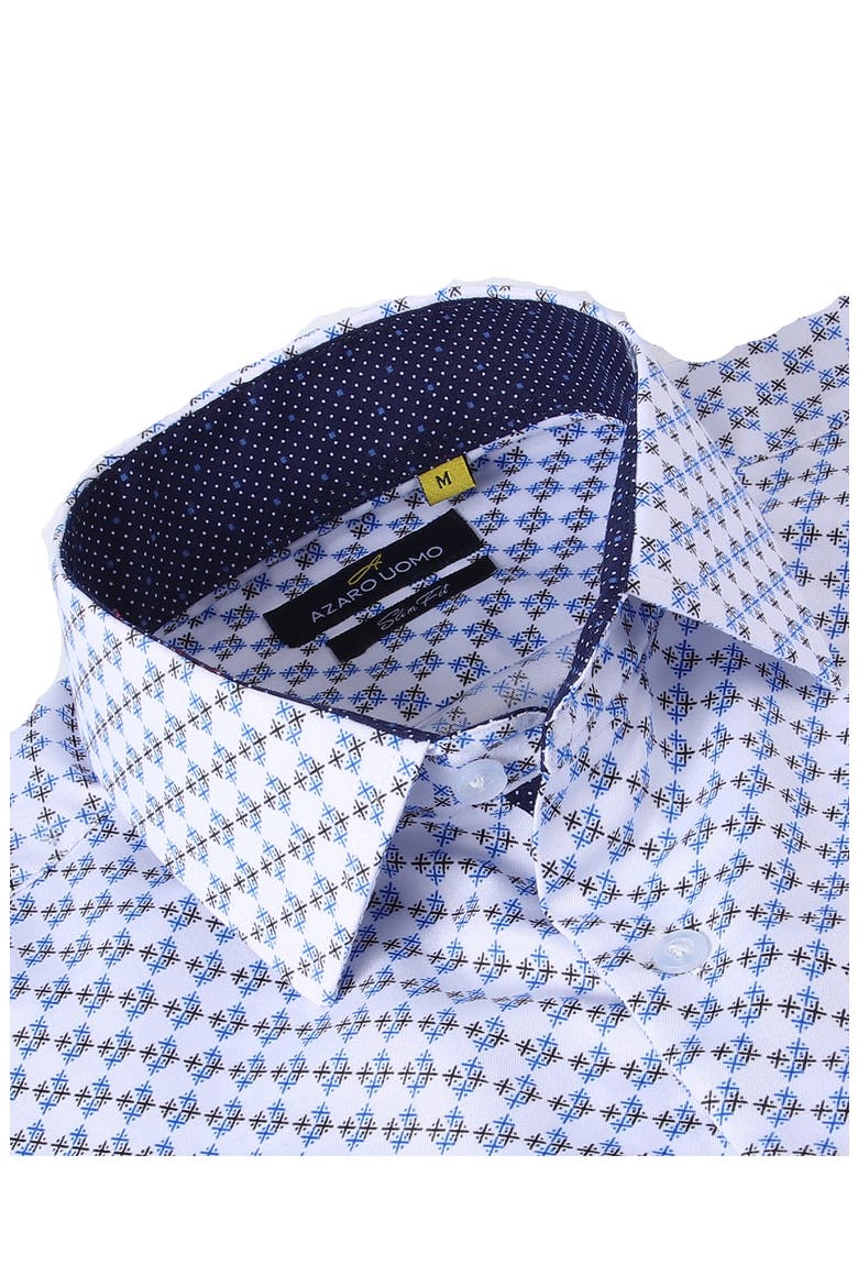 Slim Fit Geometric Print Performance Dress Shirt, Alternate, color, WHITE