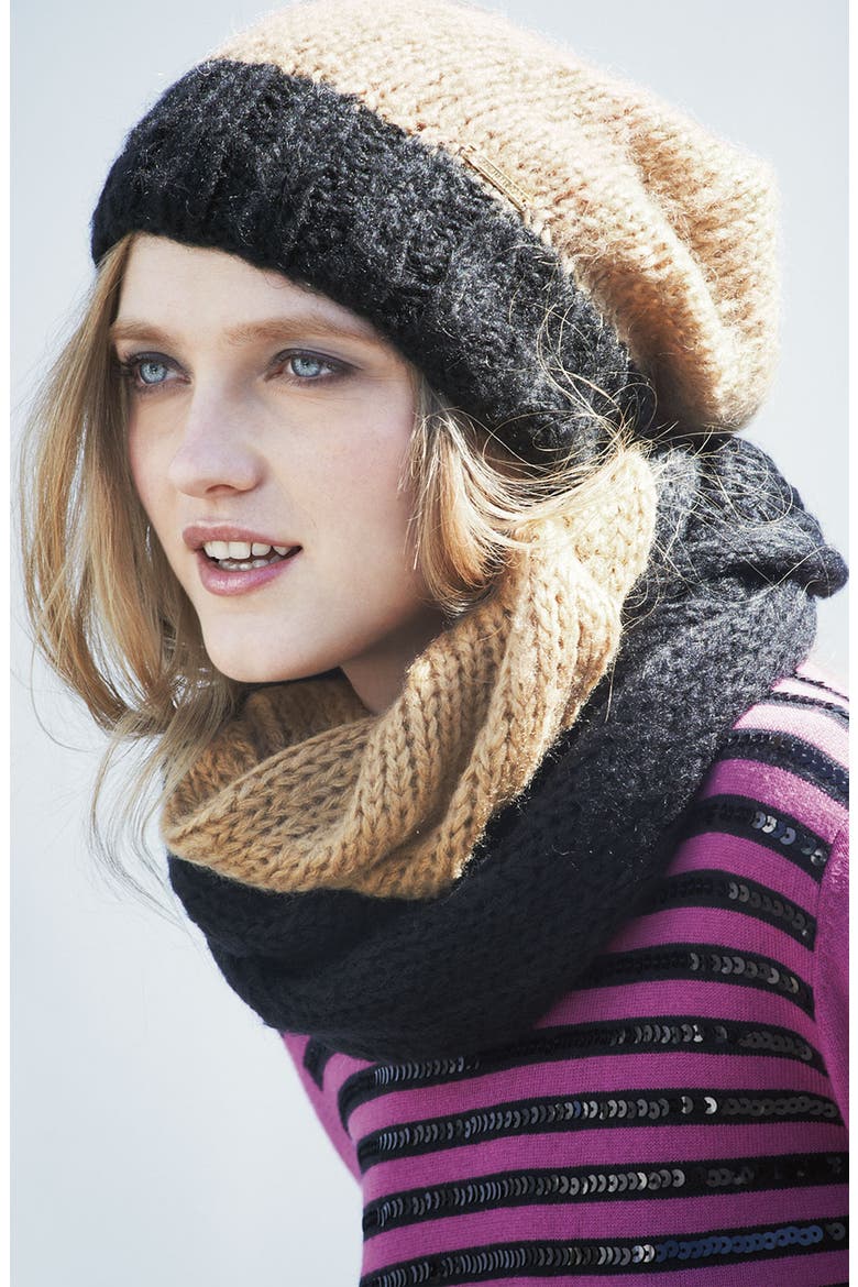 Two Tone Infinity Scarf, Alternate, color, CREAM