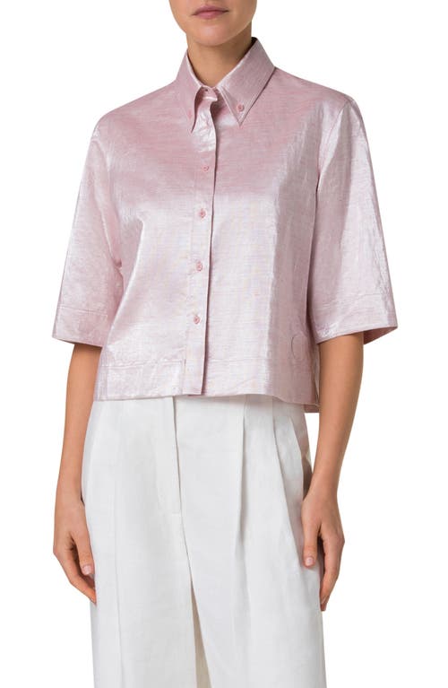 Akris Punto Boxy Short Sleeve Button-down Shirt In Pale Pink