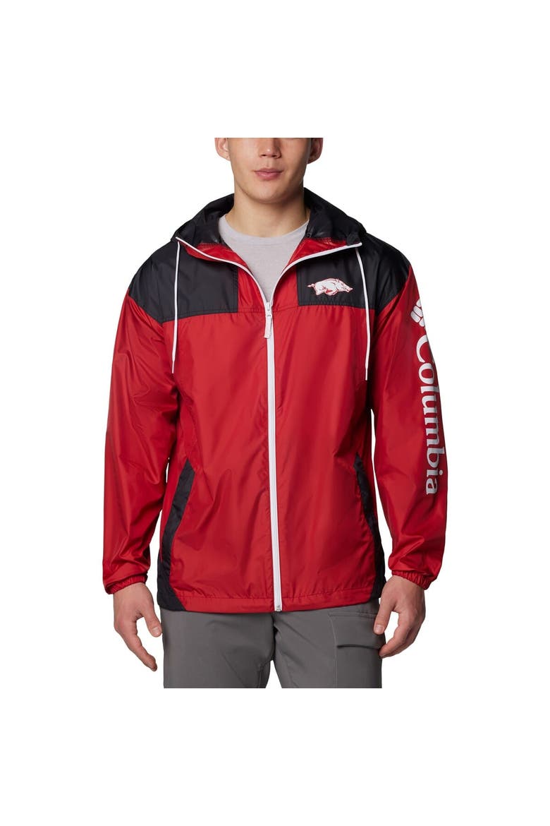 Men's Columbia Cardinal Arkansas Razorbacks Flash Challenger II Omni-Shade Full-Zip Hoodie Windbreaker Jacket, Main, color, Cardinal