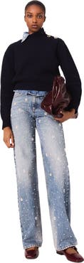 maje Wide-leg embroidered jeans