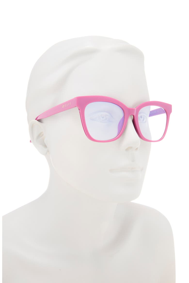 Willa 52mm Cat Eye Blue Light Blocking Glasses, Alternate, color, PINK ULTRA BLUE LIGHT