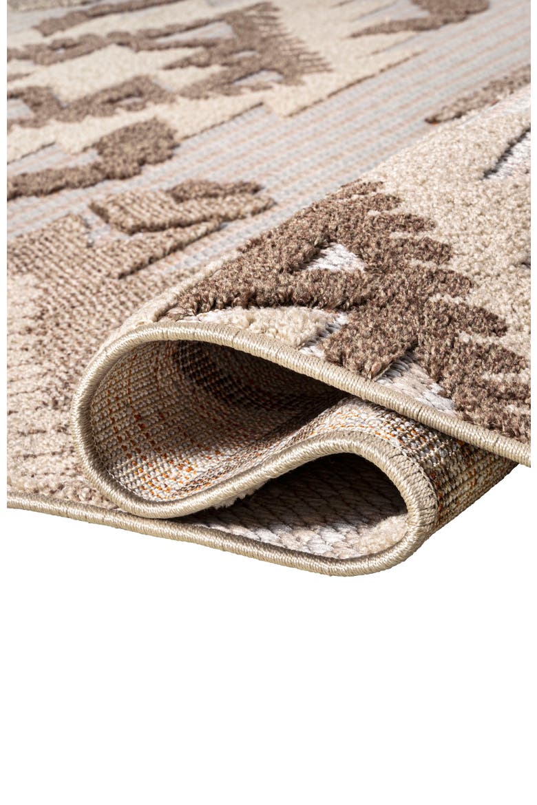 Sumak High-Low Pile Neutral Diamond Kilim Indoor/Outdoor Area Rug, Alternate, color, Brown/Ivory