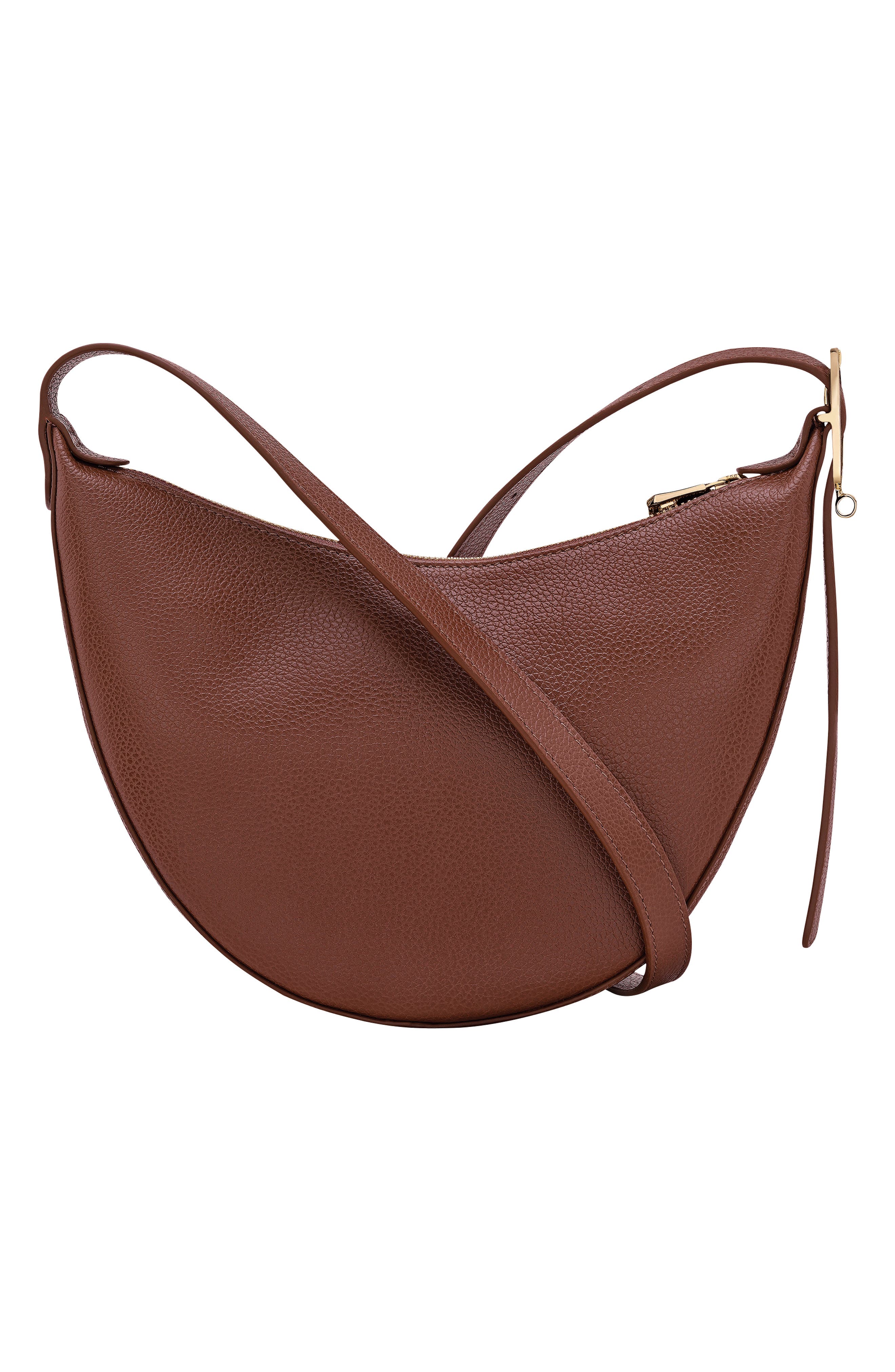Longchamp Le Foulonne Small Leather Crossbody Bag, Alternate, color, Coffee