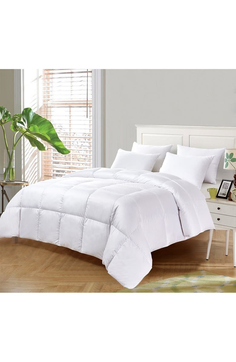 BLUE RIDGE HOME FASHIONS Kathy Ireland Ultra-Soft Nano-Touch Light Warmth White Down Fiber Comforter, Alternate, color, White