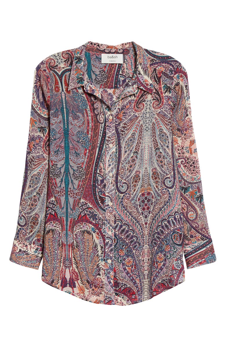 ba&sh Blake Paisley Print Long Sleeve Blouse, Alternate, color, Rose
