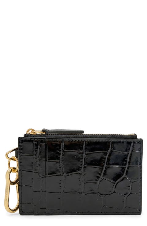 Croc Embossed Zip Card Holder