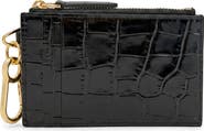 Veronica Beard Croc Embossed Zip Card Holder