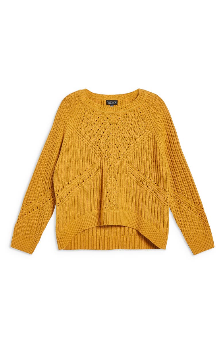 Topshop Rib & Pointelle Stitch Sweater, Alternate, color, 