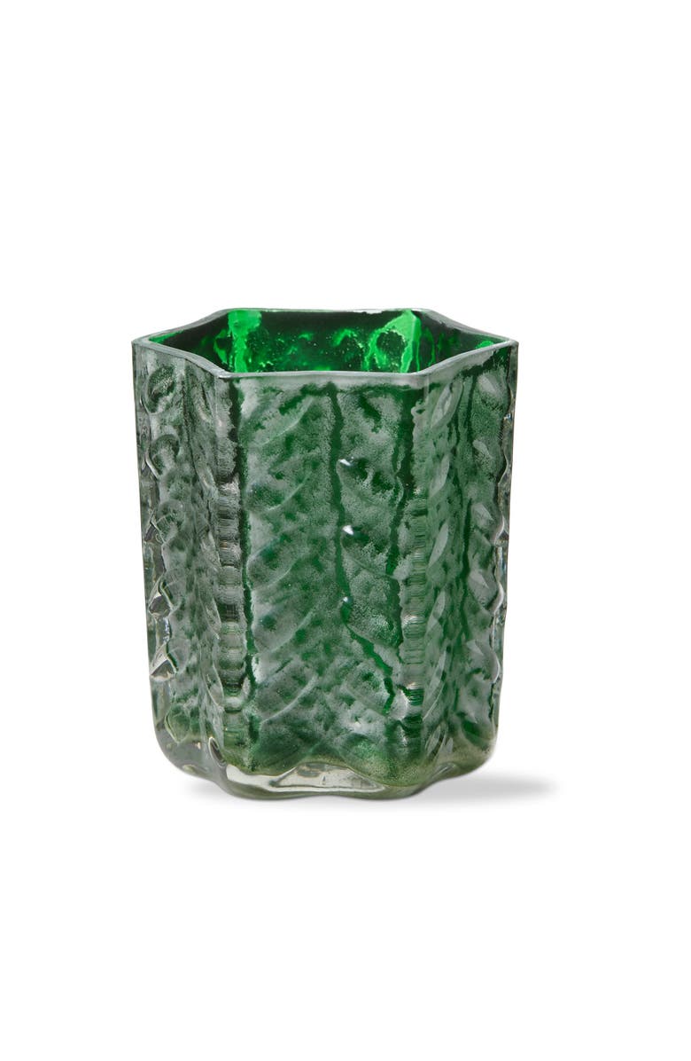 tag Christmas Dazzle Green Glass Tealight Candle Holder, Main, color, Green