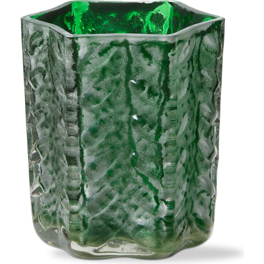 Tag Christmas Dazzle Green Glass Tealight Candle Holder