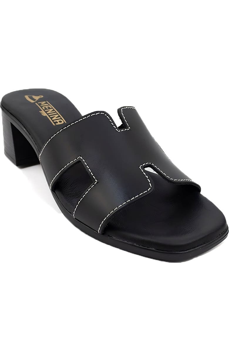 Menina Step Sorrento Leather Medium Heel Sandal, Alternate, color, Black