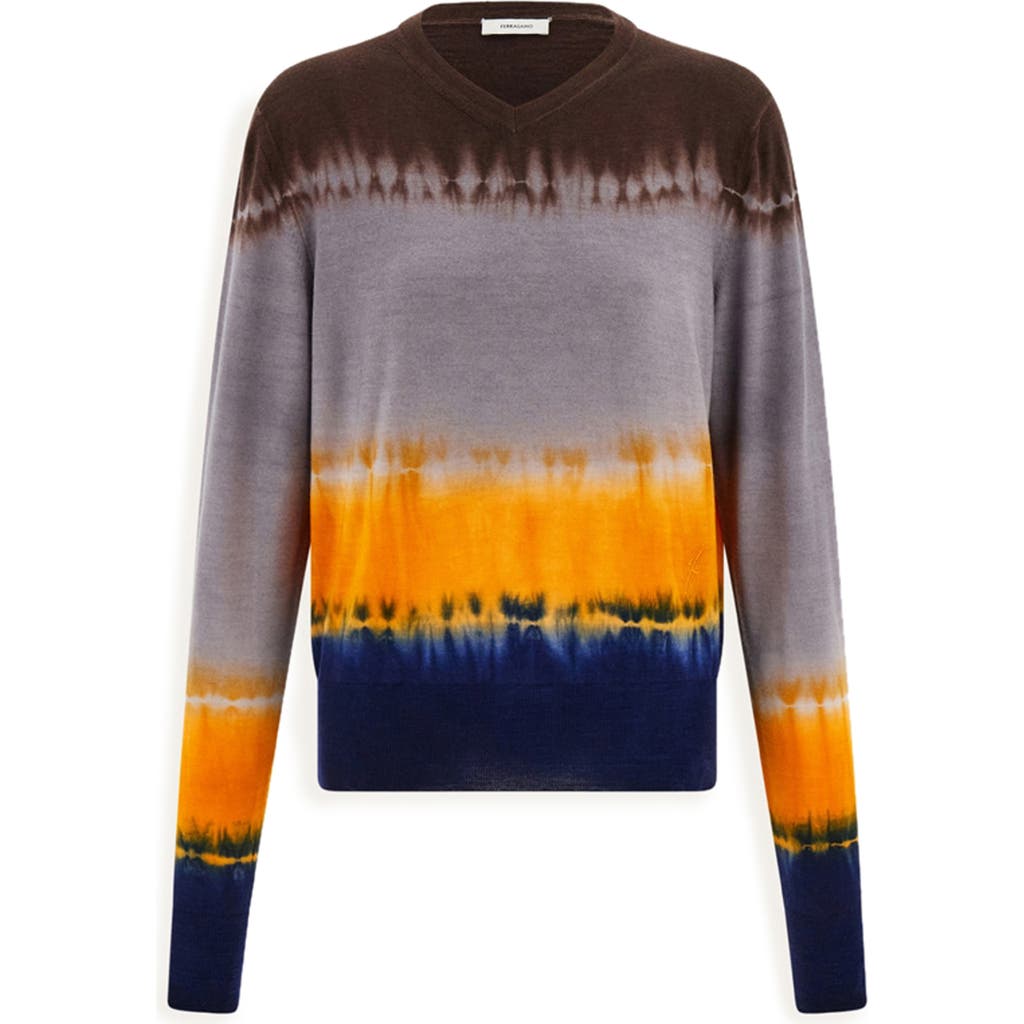 Ferragamo Virgin Wool V-neck Sweater In Multi