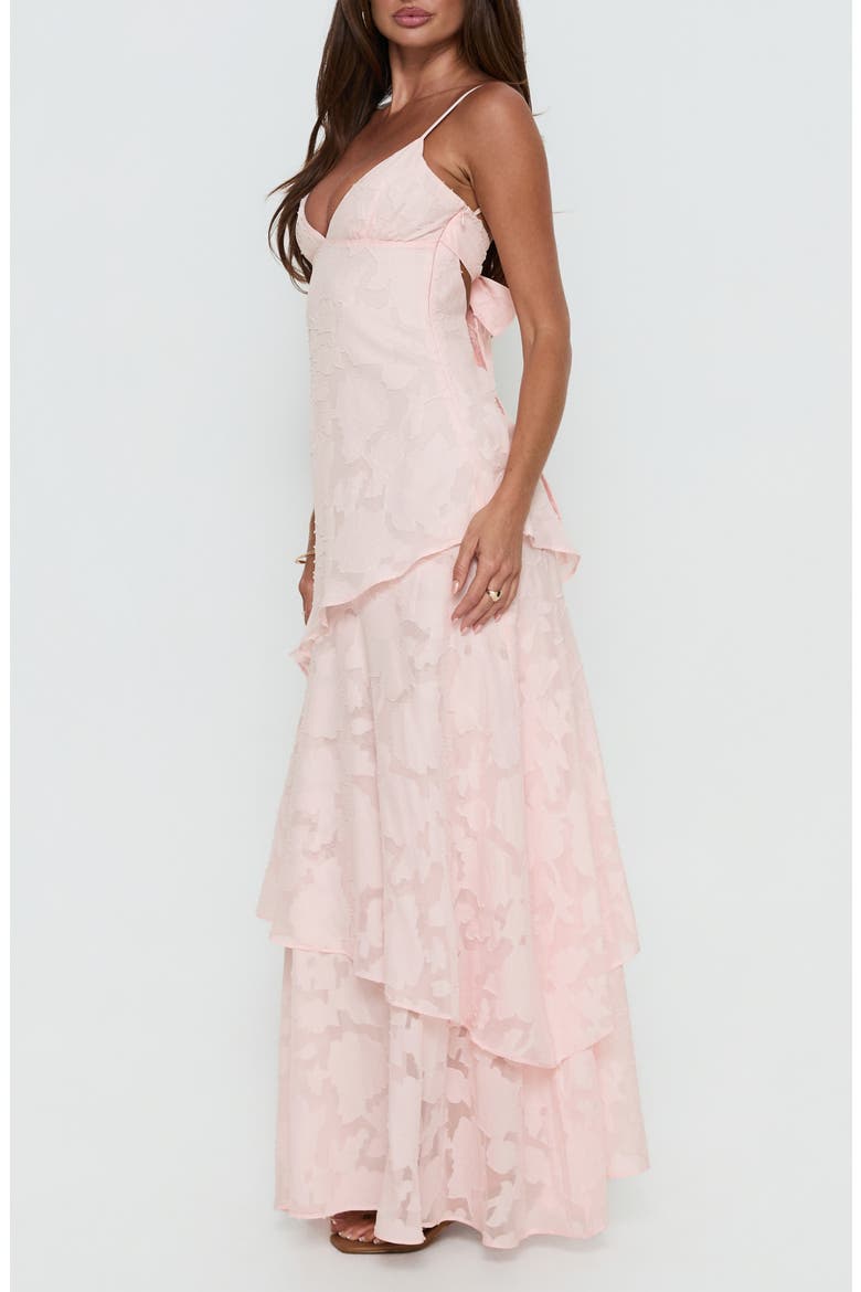 Lyricah Floral Burnout Tiered Gown, Alternate, color, PINK