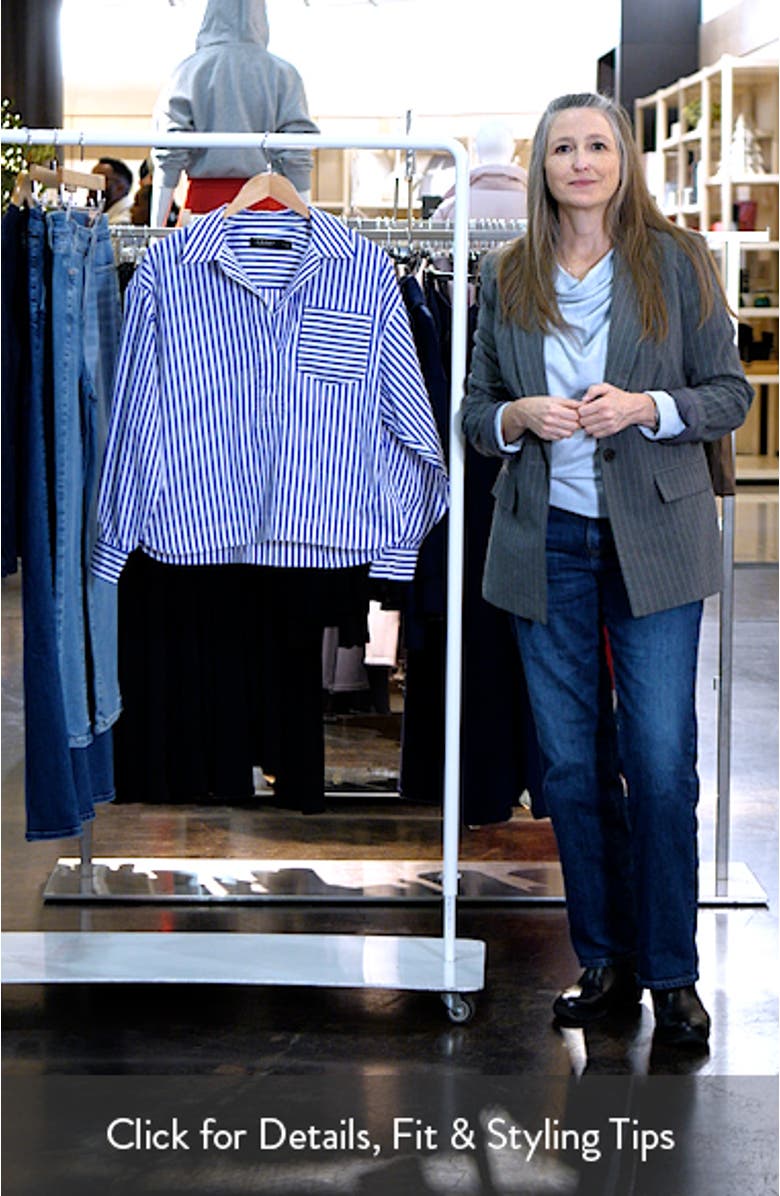 Satchee Stripe Cotton Popover Blouse, sales video thumbnail