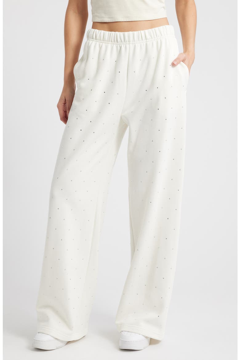 Crystal Wide Leg Sweatpants, Main, color, CLOUD WHITE001
