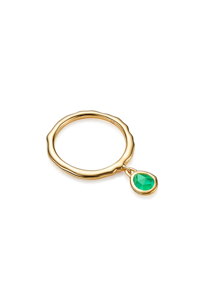 Siren Charm Ring, Main, color, YELLOW GOLD/ GREEN ONYX