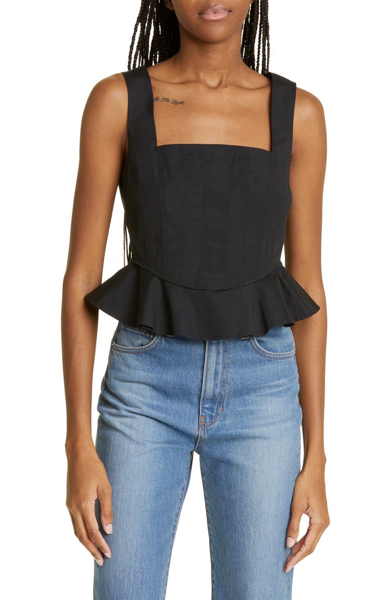 Veronica Beard Nikolette Ruffle Hem Tank, Main, color, 