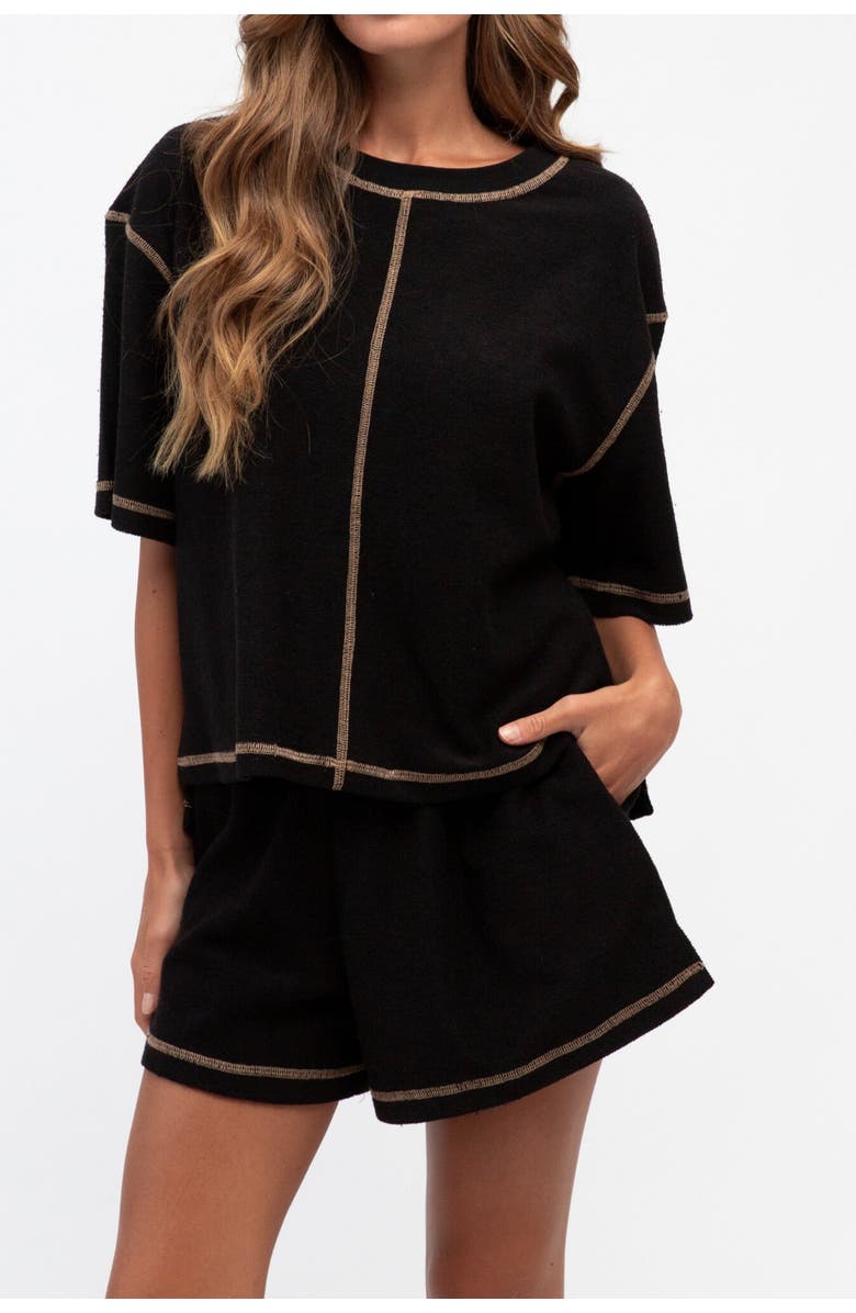 Label of Love Stitched Up T-Shirt  & Short Set, Main, color, Black