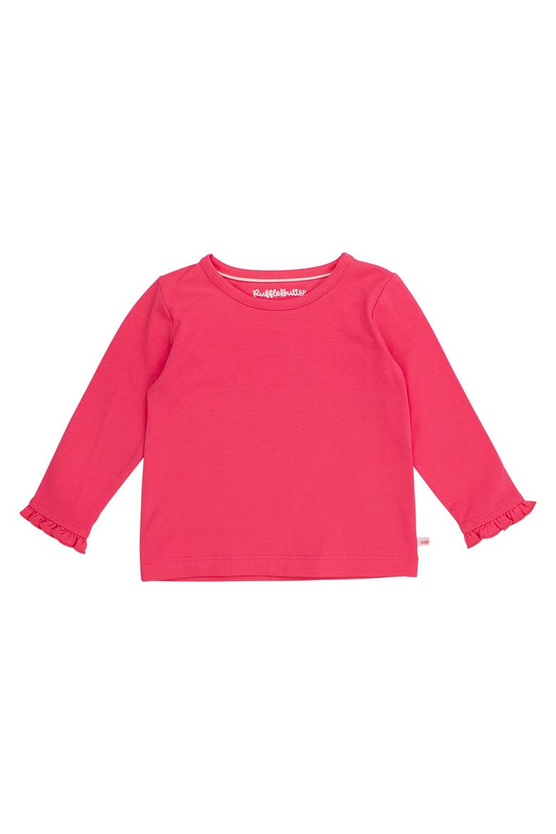 Knit Long Sleeve Ruffle Layering Tee, Main, color, Hot Pink
