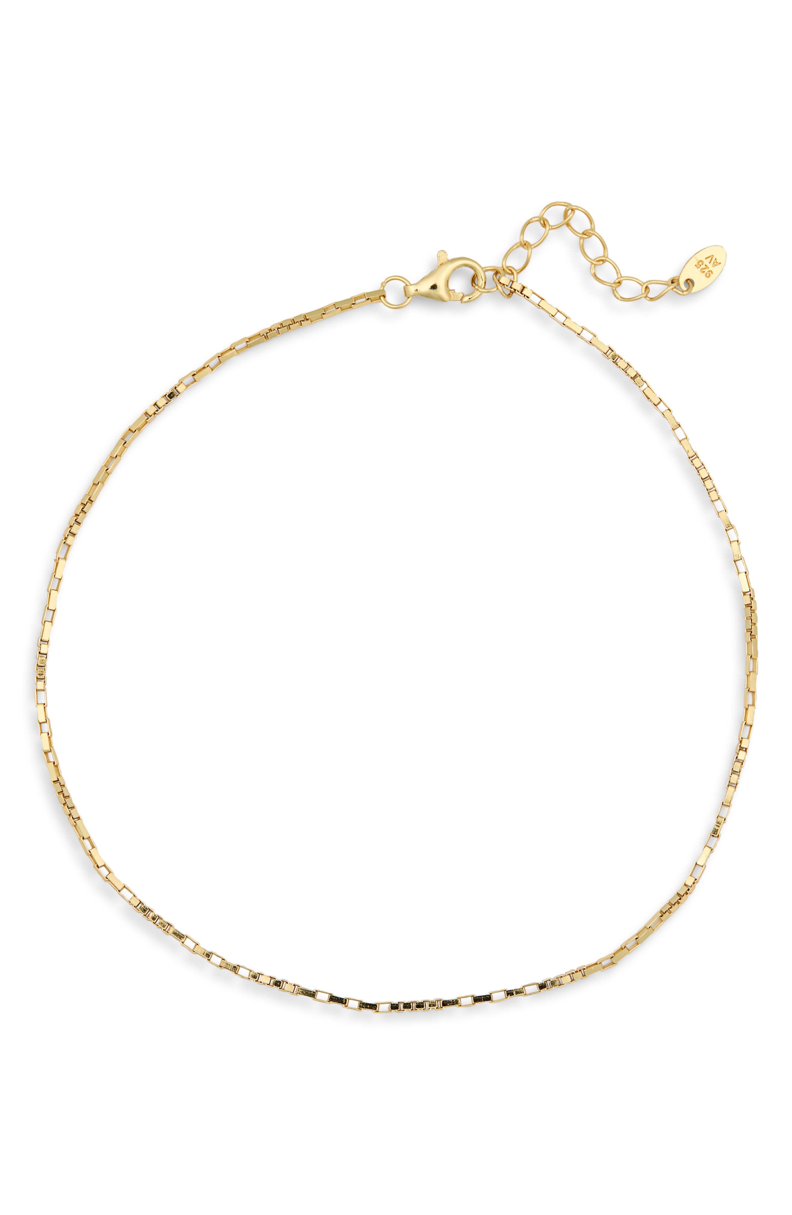 Argento Vivo Sterling Silver Box Chain Anklet