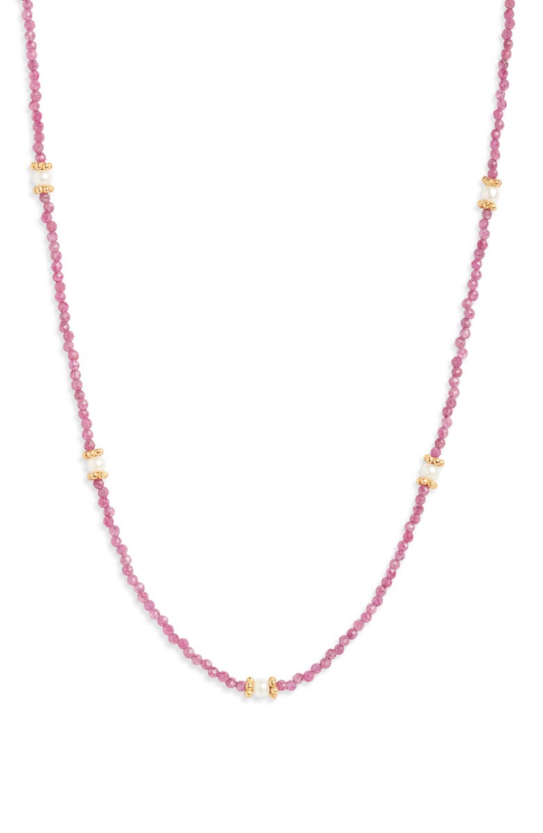 Kiara by Ki-ele Taylor Pearl 
Ruby Beaded Necklace, Main, color, Gold