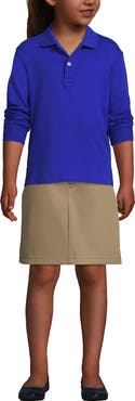 Lands' End School Uniform Kids Long Sleeve Interlock Polo Shirt