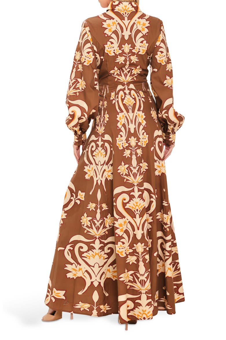 Long Sleeve Cotton Maxi Shirtdress, Alternate, color, BROWN