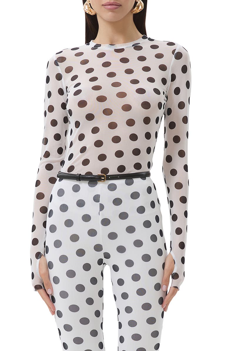 AFRM Kaylee Printed Long Sleeve Mesh Top, Main, color, 