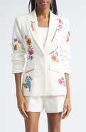 Cinq à Sept Celeste Vine Scrunched Embroidered Blazer