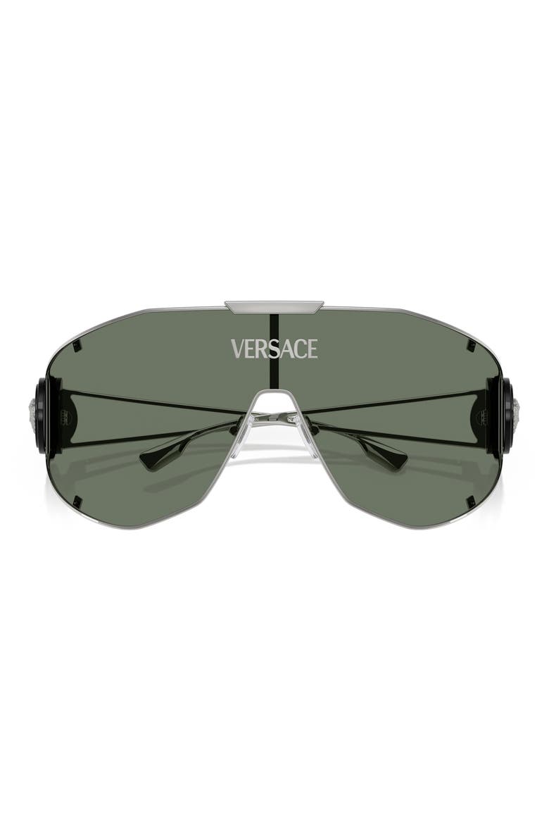 Medusa Medallion 142mm Shield Sunglasses, Alternate, color, SILVER