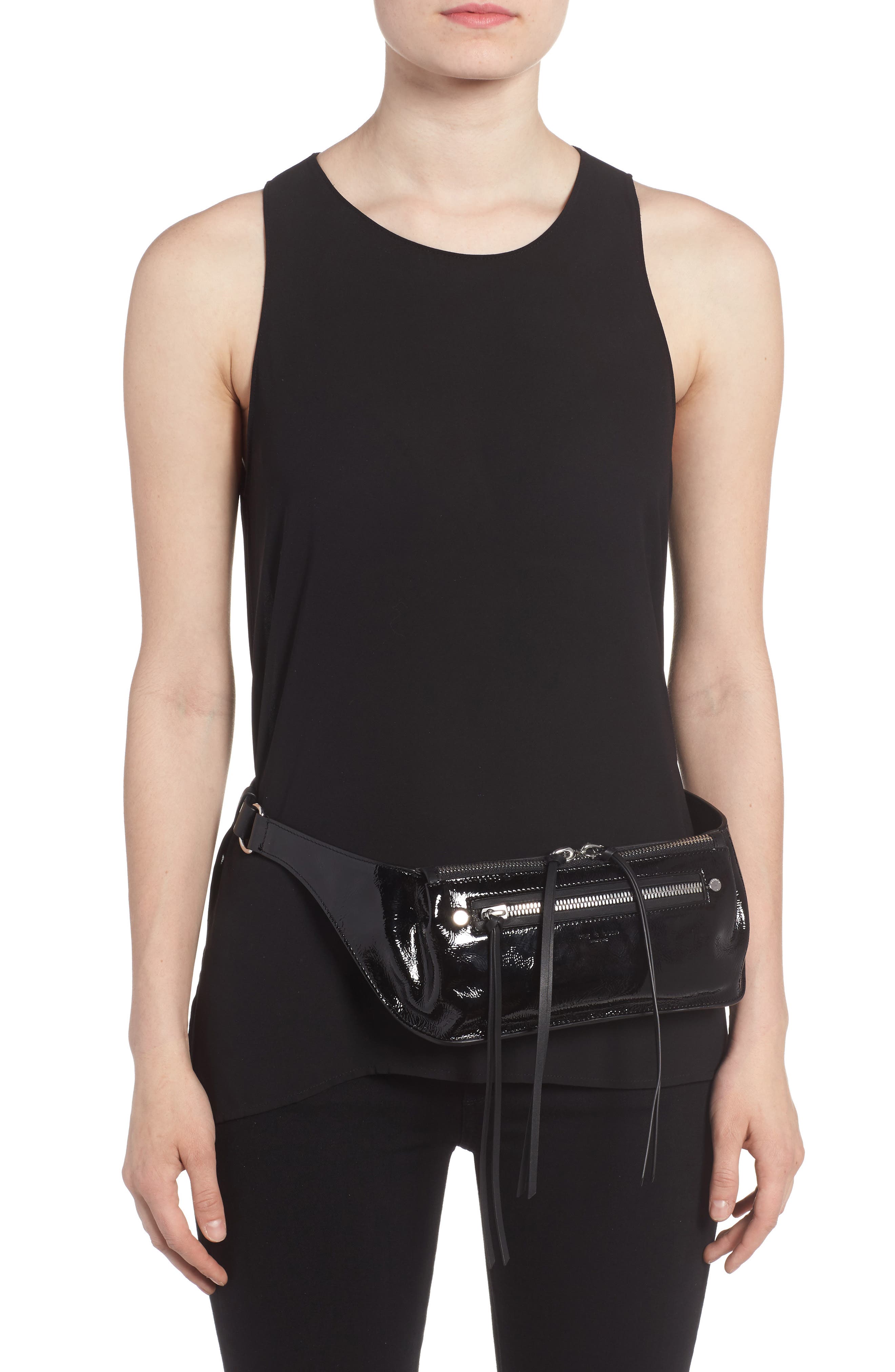 rag & bone Ellis Patent Leather Fanny Pack, Alternate, color, 