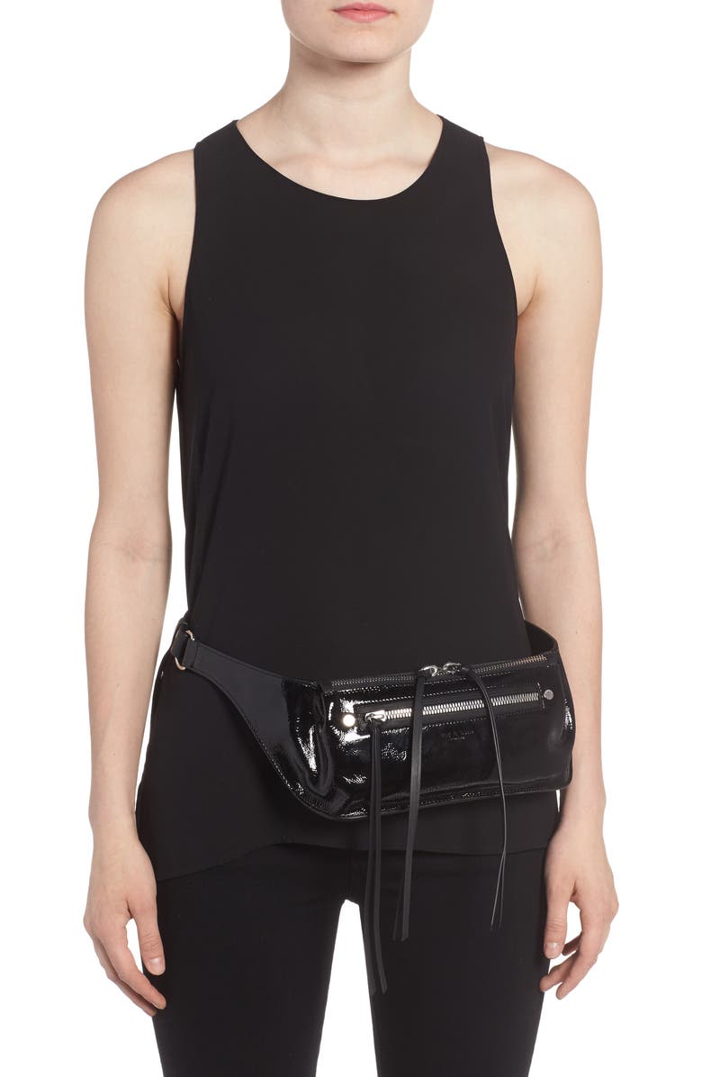 rag & bone Ellis Patent Leather Fanny Pack, Alternate, color,
