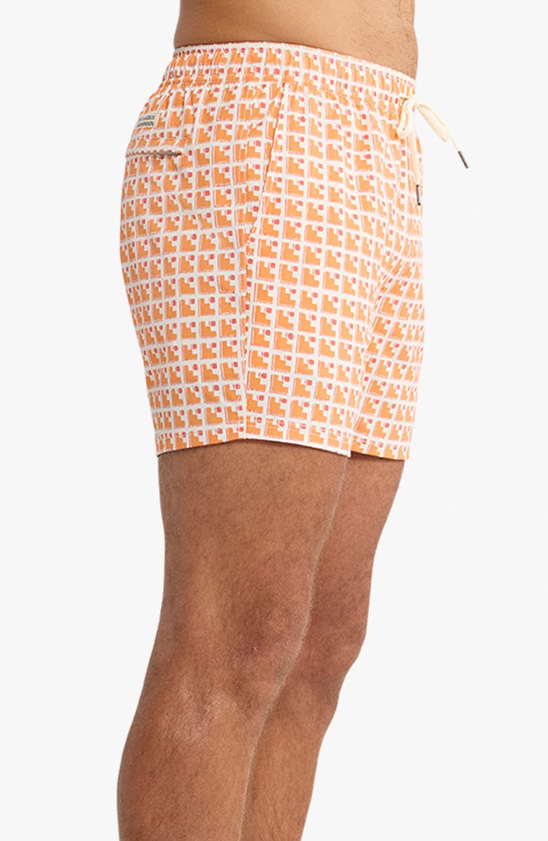 Fair Harbor Bungalow Geo Print Water Repellent Swim Trunks, Alternate, color, Sunset Stairs (815)