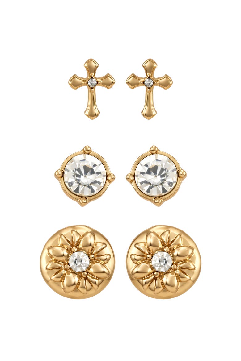 Trio Earring Set, Main, color, Gold