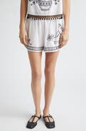 Bode Beaded Cockatoo Cotton & Silk Poplin Tap Shorts